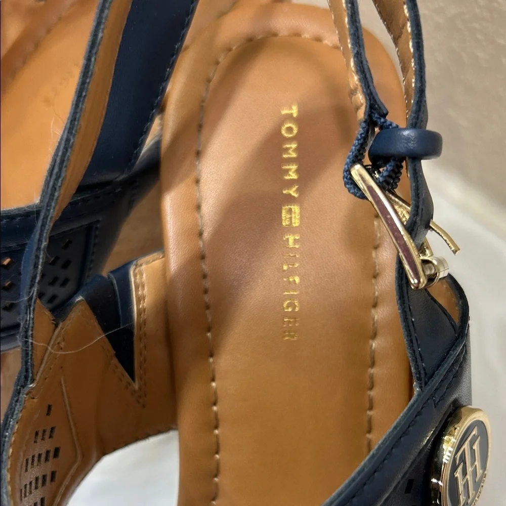 Tommy Hilfiger Navy Wedge Sandals - Picture 3 of 6